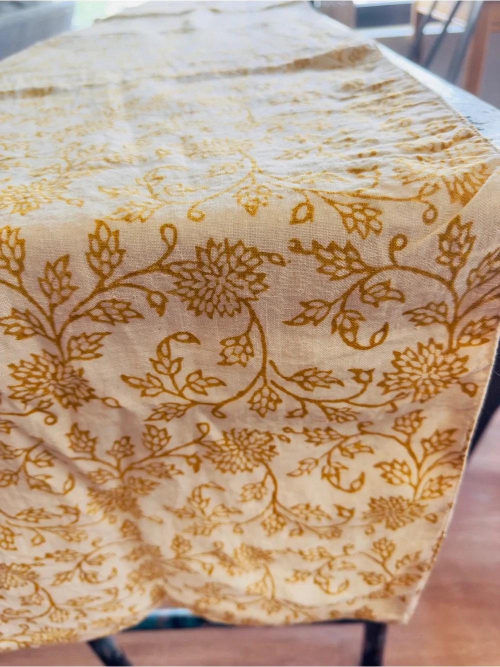 Gold Fall Themed Table Runner, 102” x 16”, Thanksgiving and Autumn Table Decor